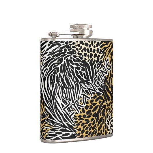 Mixed Animal Print Zebra Leopard Tiger Mixed Print フラスク (右)