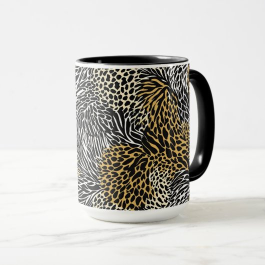 Mixed Animal Print Zebra Leopard Tiger Mixed Print マグカップ (正面右)