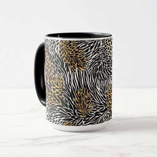 Mixed Animal Print Zebra Leopard Tiger Mixed Print マグカップ (正面左)