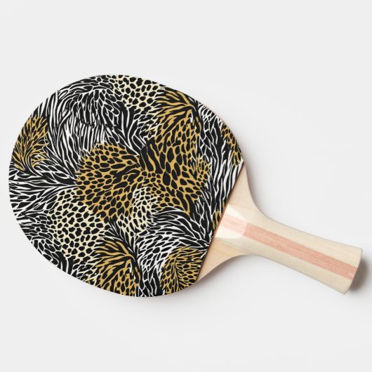 Mixed Animal Print Zebra Leopard Tiger Mixed Print 卓球ラケット (横)