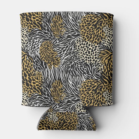 Mixed Animal Print Zebra Leopard Tiger Mixed Print 缶クーラー (裏面)