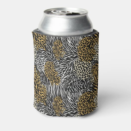 Mixed Animal Print Zebra Leopard Tiger Mixed Print 缶クーラー (缶裏面)