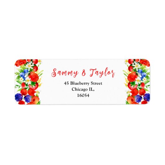 Mixed Berries and Foliage Wedding ラベル (正面)