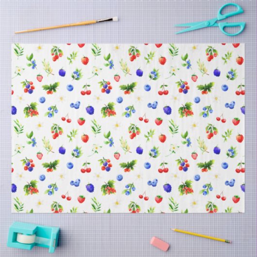Mixed Berries Pattern 薄葉紙 (クラフト)
