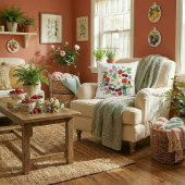 Mixed Berry Floral Throw Pillow クッション