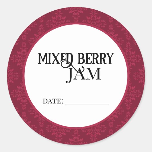 Mixed Berry Jam Canning Lid Labels ラウンドシール (正面)