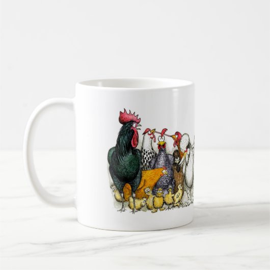 Mixed breeds of chicken and poultry mug コーヒーマグカップ (左)