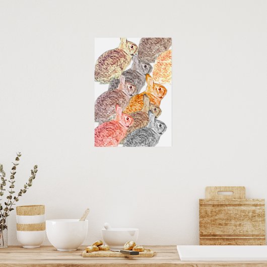 Mixed Bunny Poster Poster ポスター (キッチン)