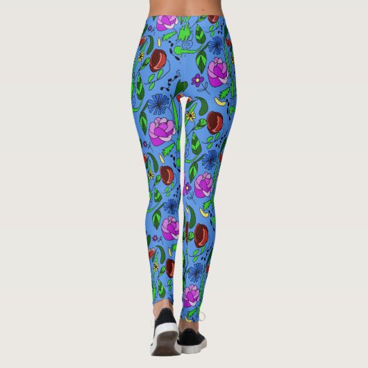 Mixed Floral on Blue Leggings レギンス (裏面)