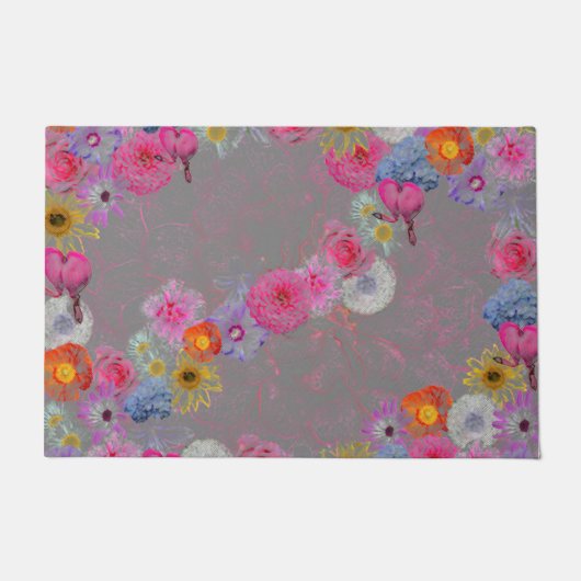 Mixed flowers in modern art ドアマット (正面)