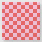 Mixed Light Pink Checkered ストーンコースター (正面)