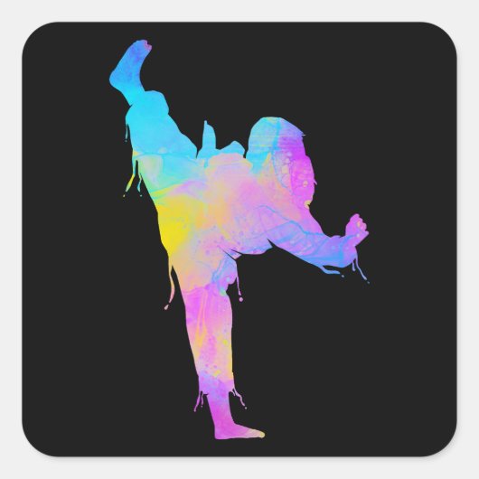 Mixed Martial Arts Colorful Silhouette for Girls スクエアシール (正面)