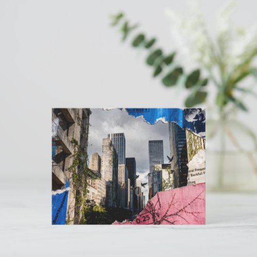 Mixed media Architecture Collage ポストカード (スタンド正面)