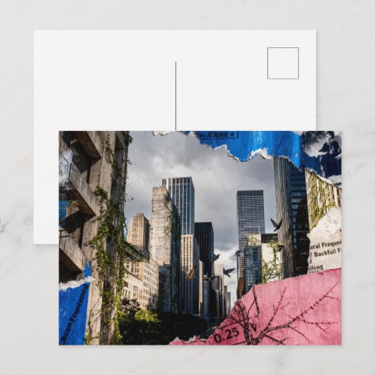 Mixed media Architecture Collage ポストカード (正面/裏面)