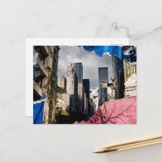 Mixed media Architecture Collage ポストカード (正面/裏面インサイチュ)