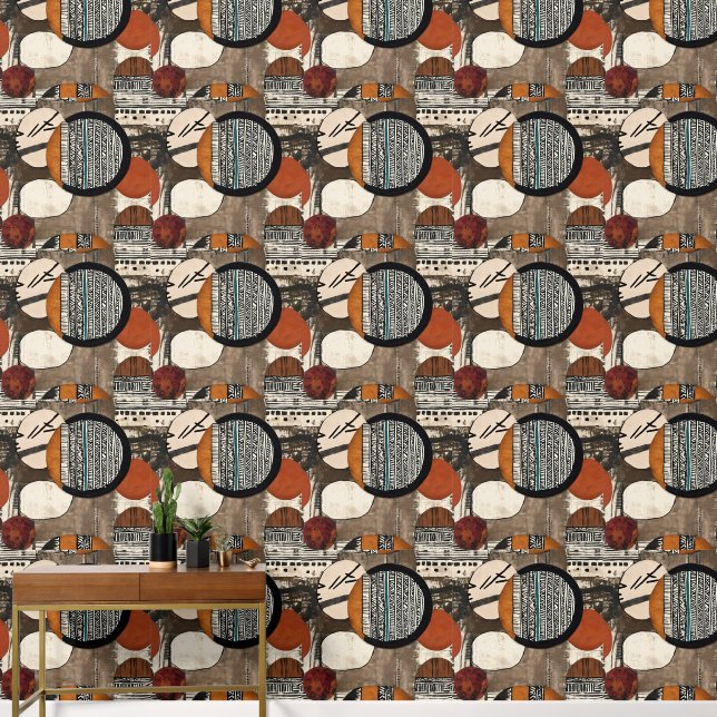 Mixed Media Circle Collage Motif 壁紙 (廊下)