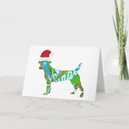 Mixed media collage art DOG PUPPY in Santa Hat シーズンカード