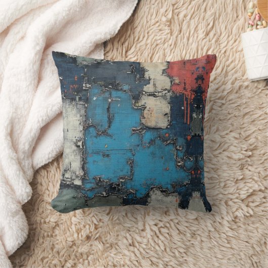 Mixed Media Collage Paint Drip クッション (ブランケット)