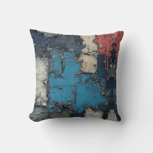 Mixed Media Collage Paint Drip クッション (正面)