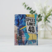 mixed media collage Speed Limit  ポストカード (スタンド正面)