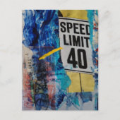 mixed media collage Speed Limit  ポストカード (正面)