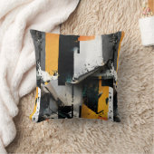 Mixed Media Collage (yellow + black) 2-sided クッション (ブランケット)