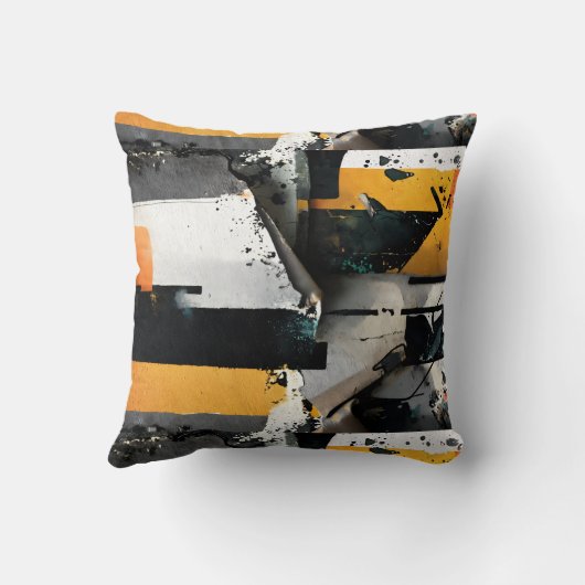 Mixed Media Collage (yellow + black) 2-sided クッション (裏面)