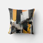 Mixed Media Collage (yellow + black) 2-sided クッション (正面)