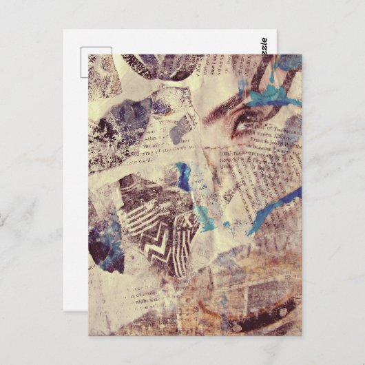 Mixed Media Eye Patterns Abstract ポストカード (正面/裏面)