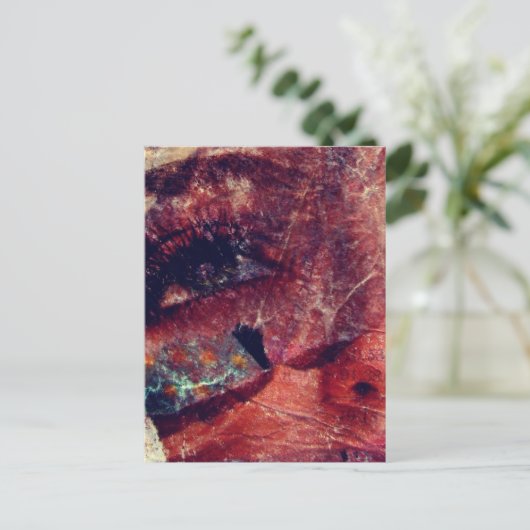 Mixed Media Face Abstract ポストカード (スタンド正面)