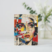 Mixed media Face Collage ポストカード (スタンド正面)
