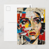 Mixed media Face Collage ポストカード (正面/裏面)