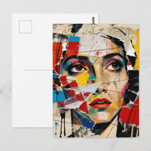 Mixed media Face Collage ポストカード (正面/裏面)