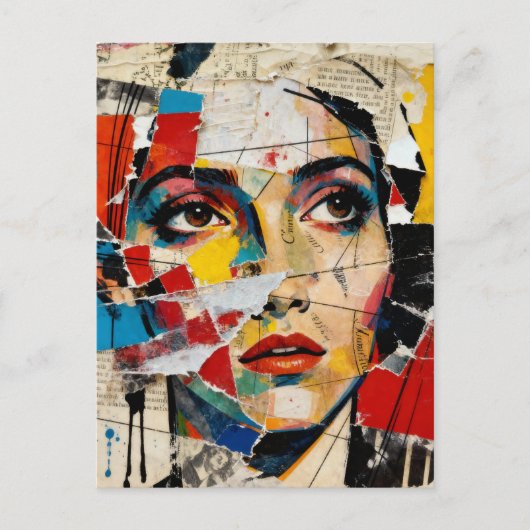 Mixed media Face Collage ポストカード (正面)
