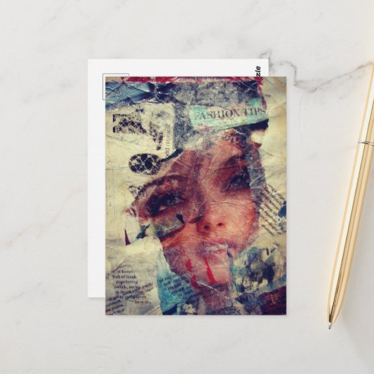 Mixed Media Fashion Tips Abstract Collage ポストカード (正面/裏面インサイチュ)