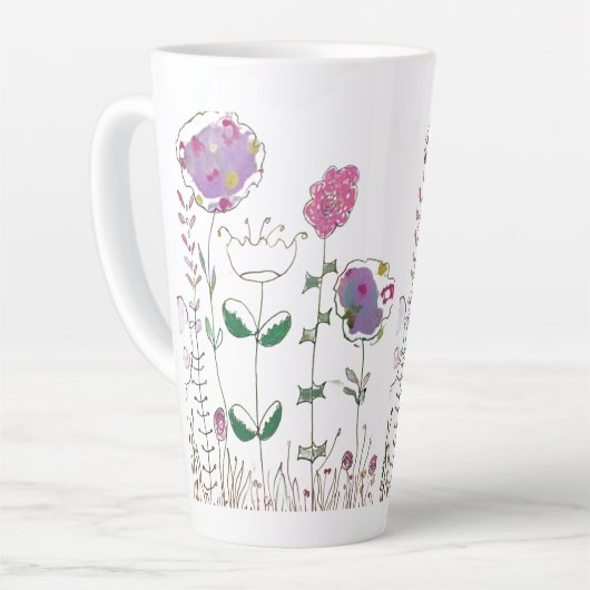 Mixed Media Floral  カフェラテマグ (左アングル)