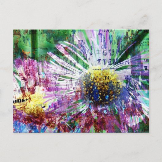 Mixed Media Flower Collage ポストカード (正面)