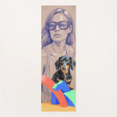 Mixed Media Illustration of a Woman and Dachshund ヨガマット (正面)