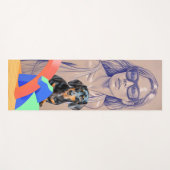Mixed Media Illustration of a Woman and Dachshund ヨガマット (正面(横))