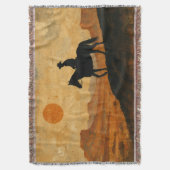 Mixed Media Lone Rider Throw Blanket - Textured  スローブランケット (正面縦)
