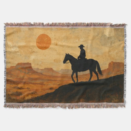 Mixed Media Lone Rider Throw Blanket - Textured  スローブランケット (正面)