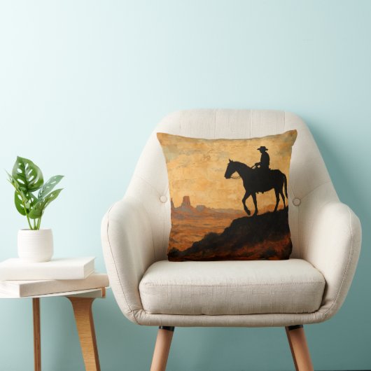 Mixed Media Lone Rider Throw Blanket - Textured We クッション (椅子)