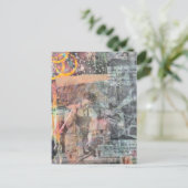 Mixed Media Retro Woodworking Collage ポストカード (スタンド正面)