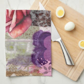 Mixed Media Rose Floral Collage Kitchen Towel キッチンタオル (四つ折り)
