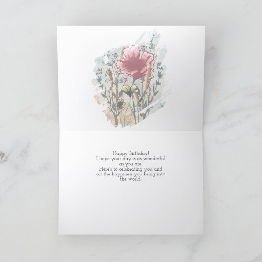 Mixed Media Wildflower Birthday Card カード (内部)