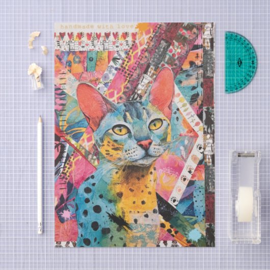 Mixed Mixed Paper Cat Collage Tissue Paper 薄葉紙 (クラフト)