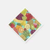 Mixed Tropical Fruit Illustration Pattern スタンダードカクテルナプキン (角)
