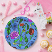 Mixed Vibrant Floral Drawing Paper Plate ペーパープレート (パーティー)