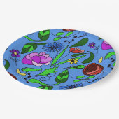Mixed Vibrant Floral Drawing Paper Plate ペーパープレート (アングル)