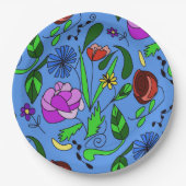 Mixed Vibrant Floral Drawing Paper Plate ペーパープレート (正面)